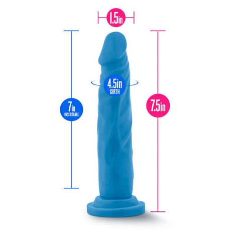 Neo - 7.5 Inch Dual Density Dildo - Neon Blue
