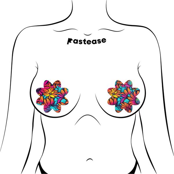 Neon Flowers Petal Breast Pasties