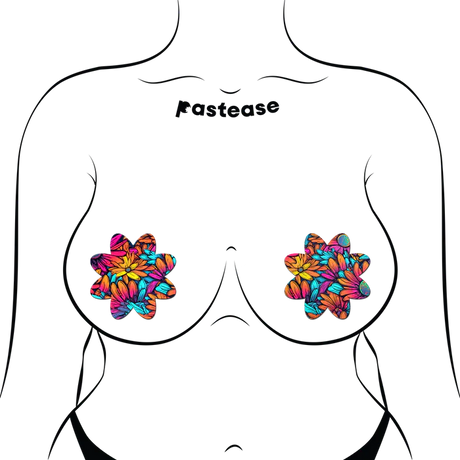 Neon Flowers Petal Breast Pasties