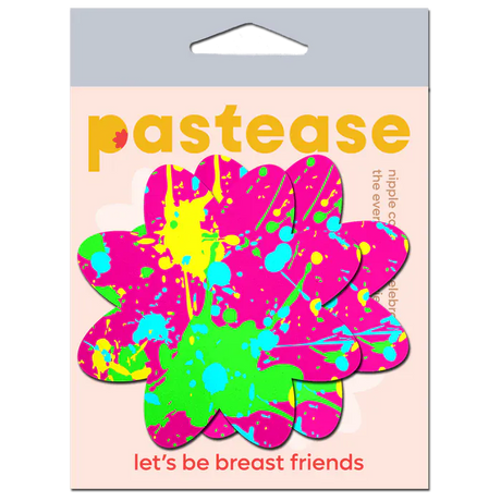 Neon Pink Graffiti Paint Splatter Petal Breast Pasties