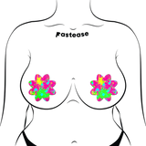 Neon Pink Graffiti Paint Splatter Petal Breast Pasties