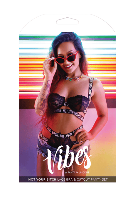 Not Your Bitch Lace Bra & Cutout Panty Set