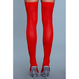 Opaque Nylon Thigh Highs - Red