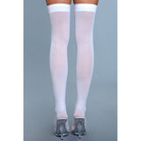 Opaque Nylon Thigh Highs - White