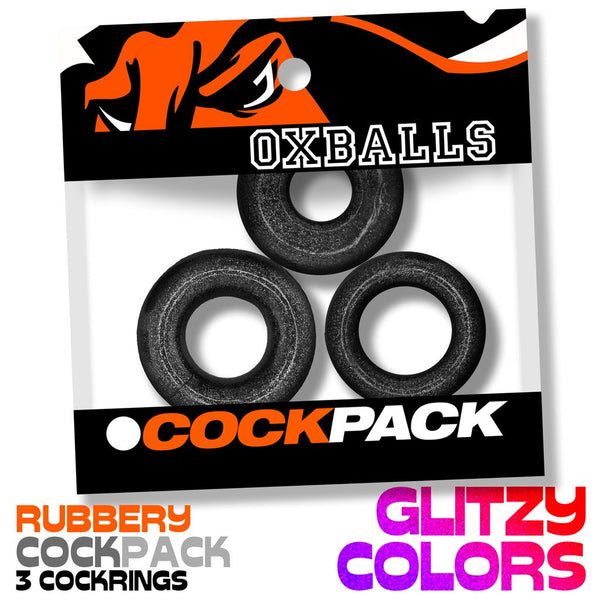 OXBALLS COCKPACK Black Mica 3-Pack Cock Rings