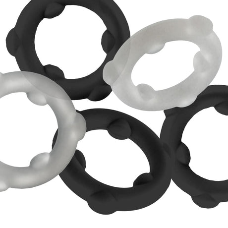 OXBALLS Gearheads Black/Vapor 5-Pack Spinner Cock Rings