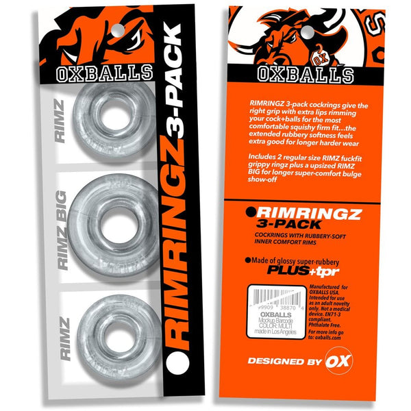 OXBALLS RIMRINGZ Clear 3-Pack Cock Rings