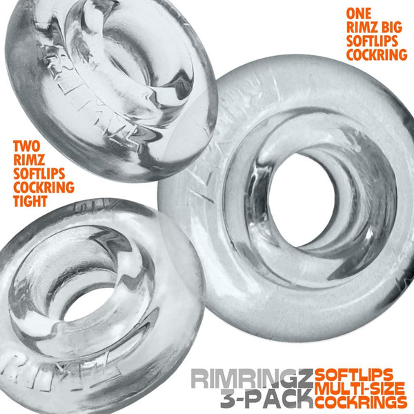 OXBALLS RIMRINGZ Clear 3-Pack Cock Rings