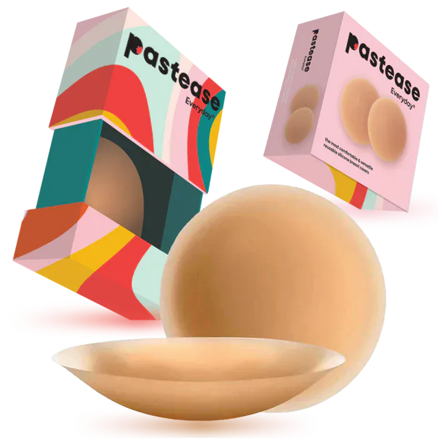 Pastease Everyday® Silicone Reusable Adhesive Nipple Covers w Travel Box - Caramel Tan - Small (A-C cups)