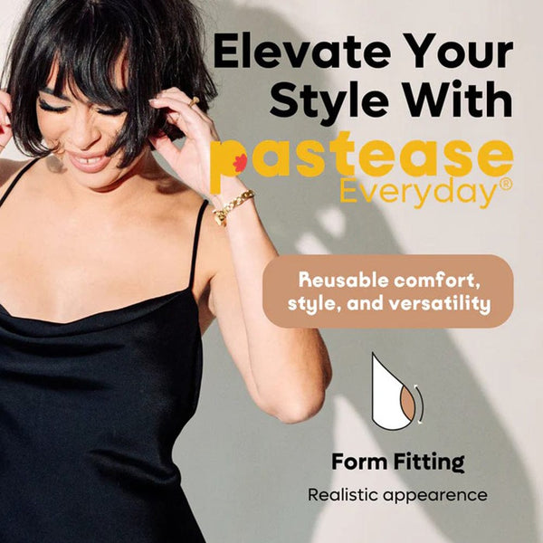 Pastease Everyday® Silicone Reusable Adhesive Nipple Covers w Travel Box - Sand - Large (D+ cups)
