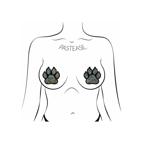 Paw Print Pasties - Disco Silver/Black