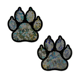 Paw Print Pasties - Disco Silver/Black