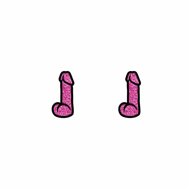Pink Glitter Dildo Earrings *