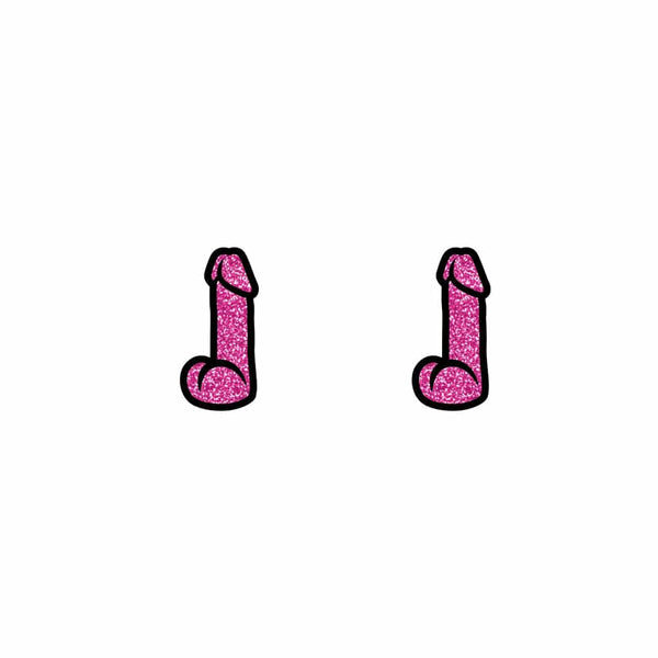 Pink Glitter Dildo Earrings *