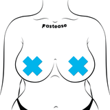 Plus X: Glow-in-the-Dark Neon Cross Pasties - Turquoise