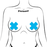 Plus X: Glow-in-the-Dark Neon Cross Pasties - Turquoise