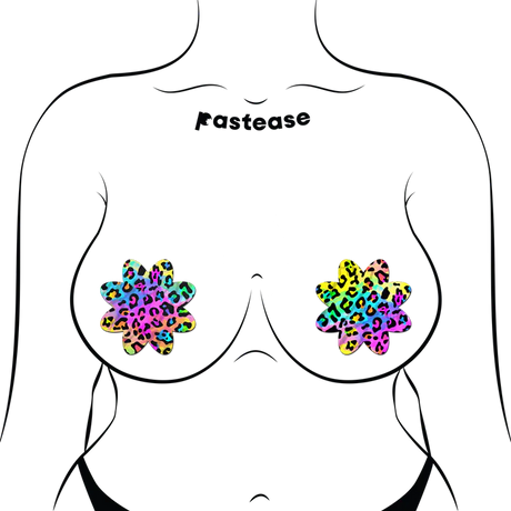 Rainbow Cheetah Leopard Print Petal Breast Pasties