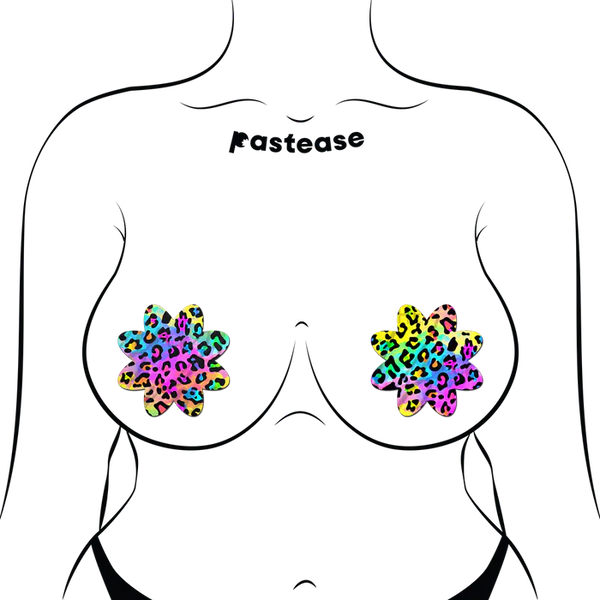 Rainbow Cheetah Leopard Print Petal Breast Pasties
