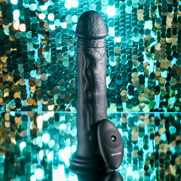 Evolved Black Thunder Realistic Vibrating Dildo with Internal Bead Motion