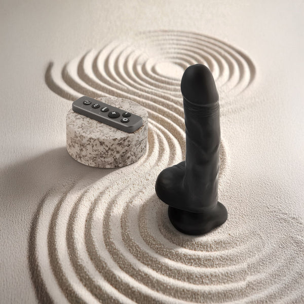 Rotating & Vibrating Realistic Large Dildo - Black