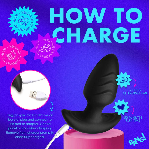Rotating & Vibrating Silicone Plug w R/C