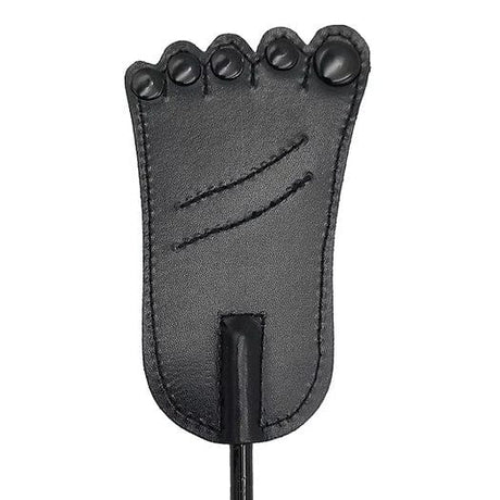 Rouge Foot-Shaped Leather Riding Crop - Black