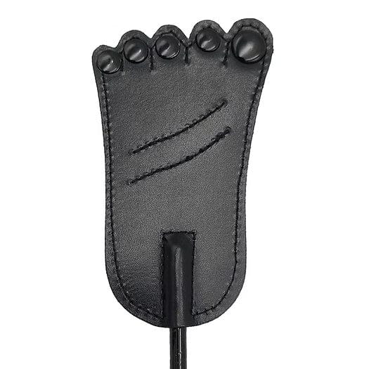 Rouge Foot-Shaped Leather Riding Crop - Black