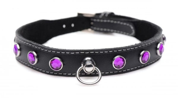 Royal Vixen Leather Choker Rhinestones