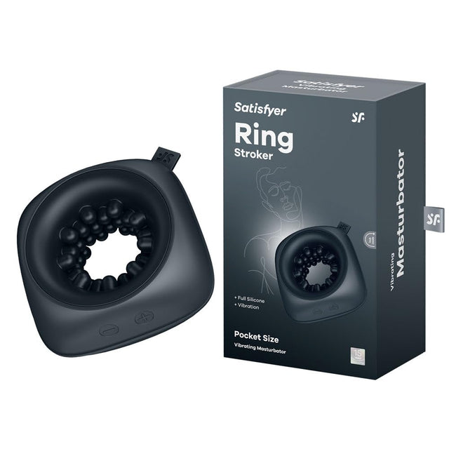 Satisfyer Ring Stroker Black Vibrating Male Stroker