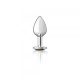 Silver Metal Anal Plug - Round-Rainbow - Medium