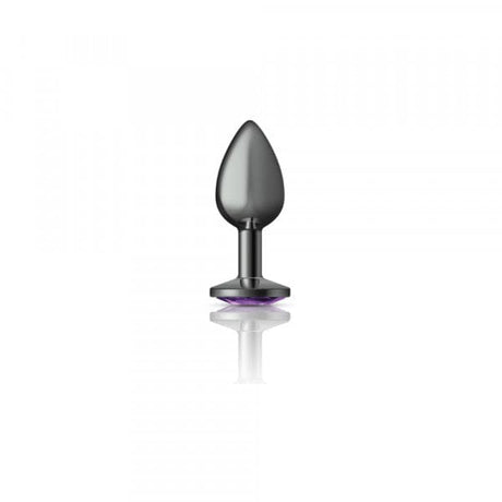 Silver Metal Plug - Round-Purple-Small