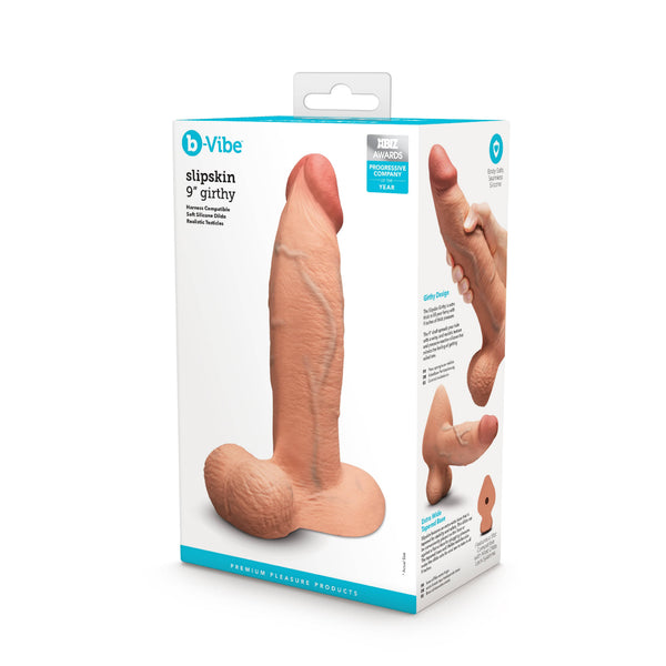 Slipskin Realistic Silicone Dildo - 9" Girthy Mocha