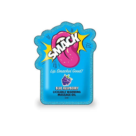 SMACK Warming & Lickable Massage Oil - Blue Raspberry 3ML Pouch Display of 36 ??