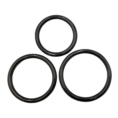 Stainless Steel 3 Piece Cock Ring Set (45/50/55mm) - Black