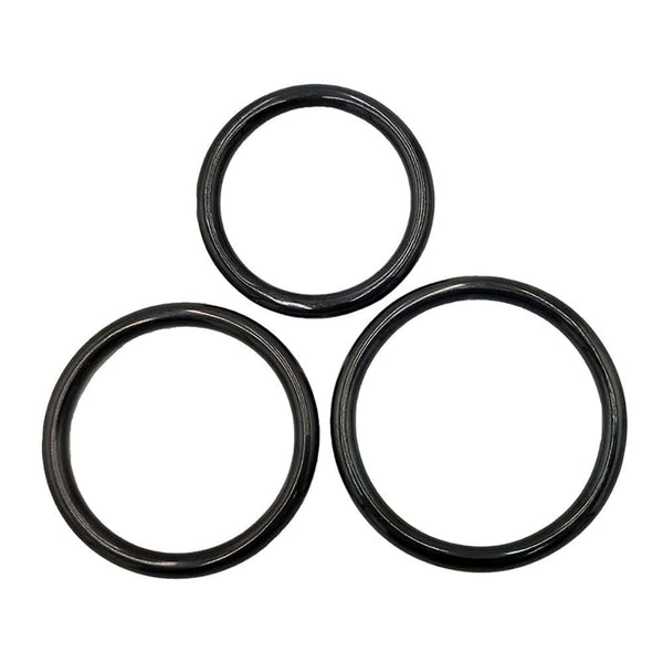 Stainless Steel 3 Piece Cock Ring Set (45/50/55mm) - Black