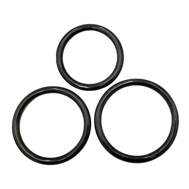 Stainless Steel 3 Piece Cock Ring Set (45/50/55mm) - Black