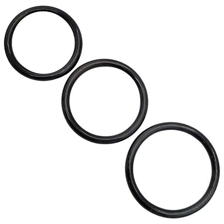 Stainless Steel 3 Piece Cock Ring Set (45/50/55mm) - Black