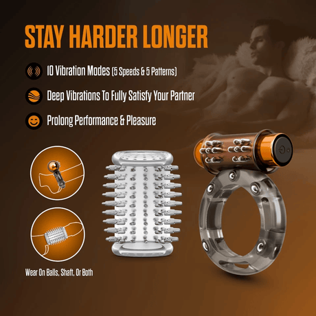 Stay Hard - Basic Vibrating Cock Ring Set with Sleeve