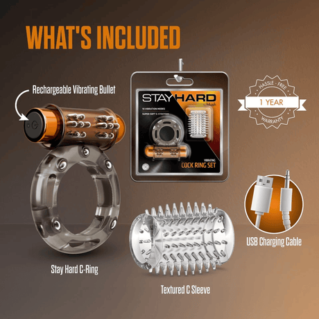 Stay Hard - Basic Vibrating Cock Ring Set with Sleeve