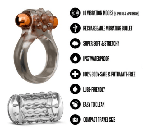 Stay Hard - Standard Vibrating Cock Ring Set with Sleeve