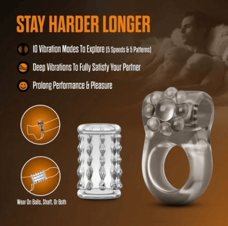 Stay Hard - Standard Vibrating Cock Ring Set with Sleeve