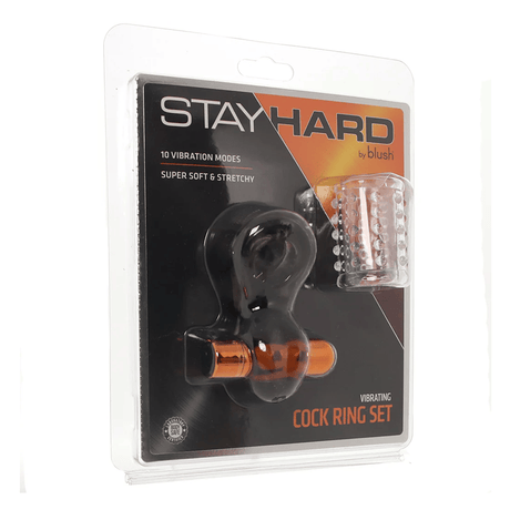 Stay Hard - Vibrating Cock Ring Set with Sleeve