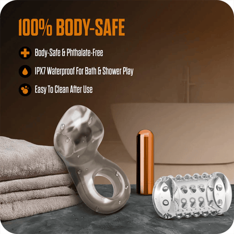 Stay Hard - Vibrating Cock Ring Set with Sleeve