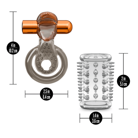 Stay Hard - Vibrating Double Cock Ring Set with Sleeve