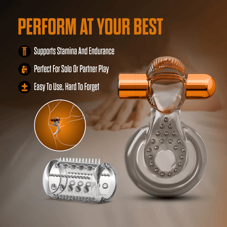 Stay Hard - Vibrating Double Cock Ring Set with Sleeve
