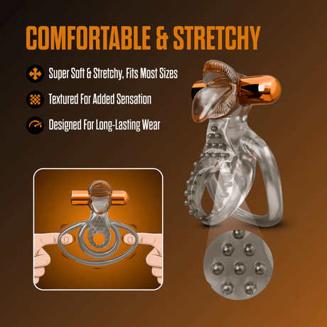 Stay Hard - Vibrating Double Cock Ring Set with Sleeve