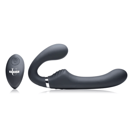 Strap U 10X Mighty Rider Vibrating Strapless Strap-On - Black