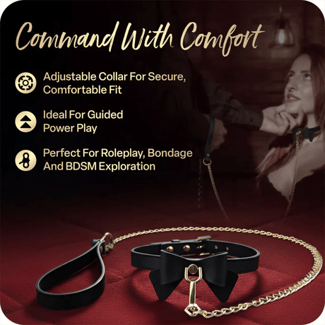 Temptasia Ardor - Silicone Collar & Leash - Black with Bow