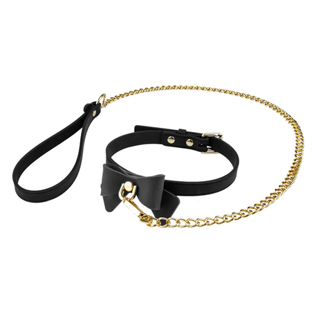 Temptasia Ardor - Silicone Collar & Leash - Black with Bow