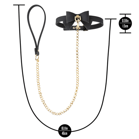 Temptasia Ardor - Silicone Collar & Leash - Black with Bow